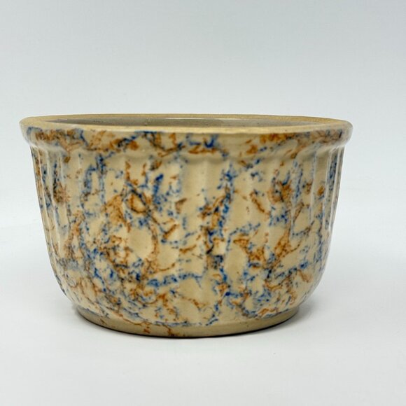 Antique Red Wing Advertising 7" Mixing Bowl Spongeware Ribbed It Pays To Mix Wit - Picture 1 of 10